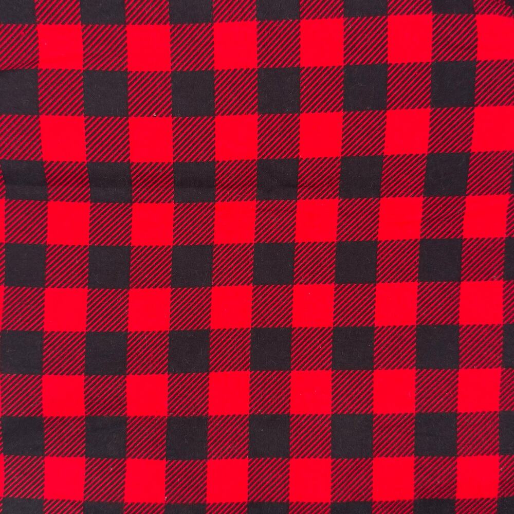 Red and Black Buffalo Check Plaid Cotton Flannel - 1/2 Yard - Christmas, Holiday
